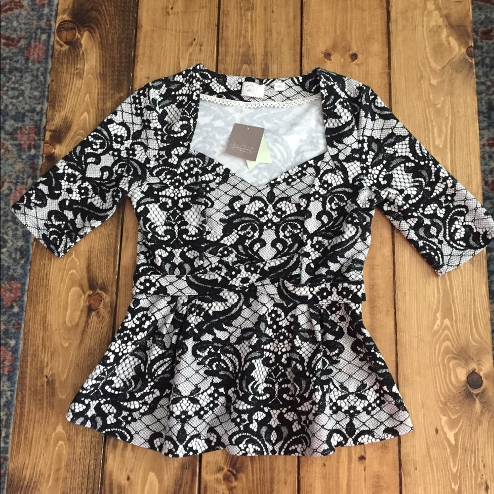 Anthropologie Peplum Shirt with 1/2 Sleeves